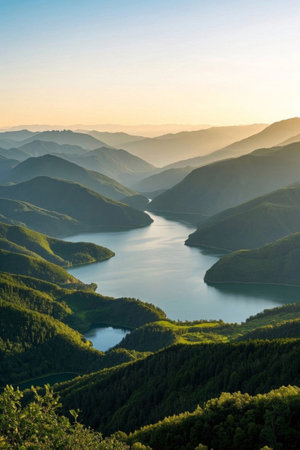 Natural scenery with mountains and riversの素材