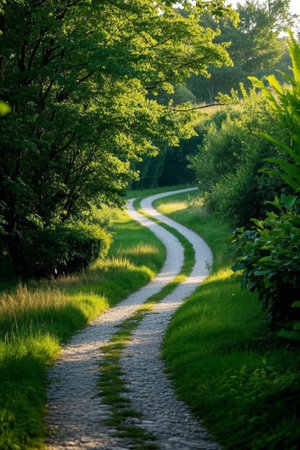 Winding forest paths and natural sceneryの素材