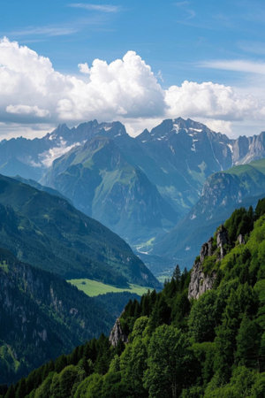 Panoramic view of alpine natural sceneryの素材