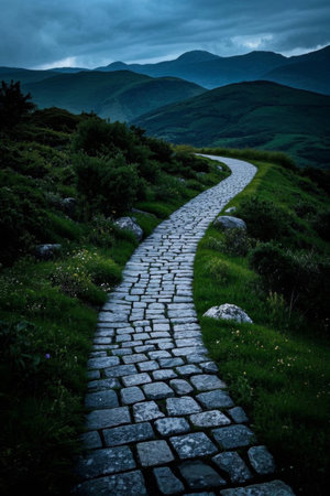 Natural scenery of mountain stone pathsの素材