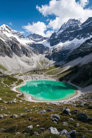 Green lakes in the mountainsの素材