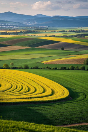 Field scenery and colorful farmland sceneryの素材