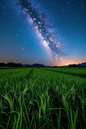 Field starry night scene materialの素材