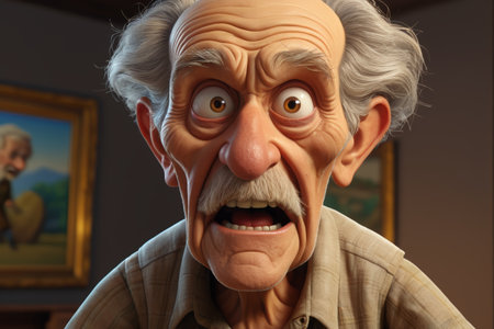 Appealing surprised cartoon style old manの素材