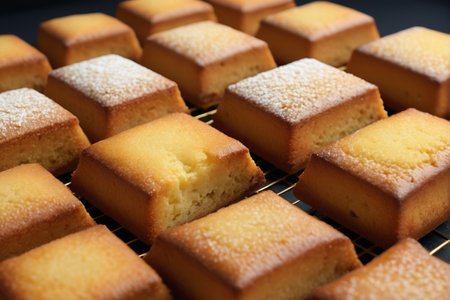 Close up of delicious square pastriesの素材