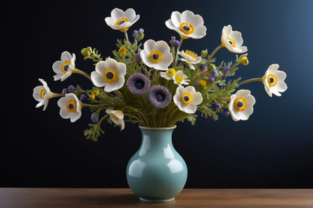 Colorful flowers blooming in vasesの素材