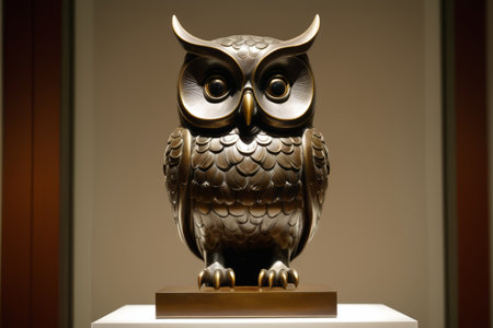 Close up of metal owl sculptureの素材
