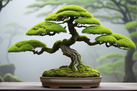 Exquisitely shaped green bonsaiの素材