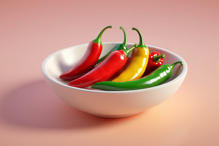 Colored Chili Still Life in a Bowlの素材