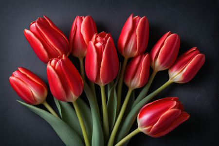 Close up of red tulipsの素材