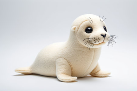 Close up of white seal plush toyの素材