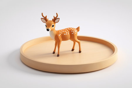 Cartoon fawn ornaments on a trayの素材
