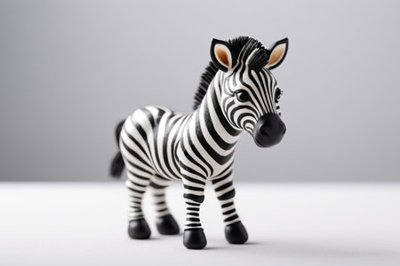 Close up of a zebra toy modelの素材