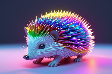 Close up of colorful glowing hedgehogの素材