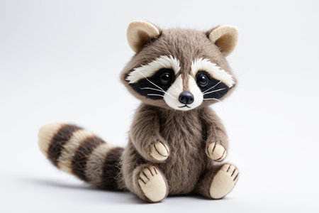 Raccoon plush toy isolated white backgroundの素材