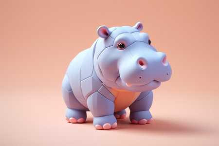 3D cartoon hippo image materialの素材