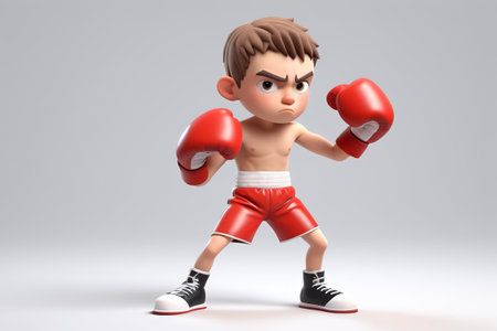 Cartoon style boxing little boy imageの素材