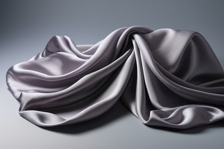 Close up of silver gray silk fabricの素材
