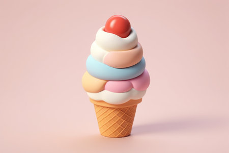 Multicolor Ice Cream Ball Cone Close upの素材