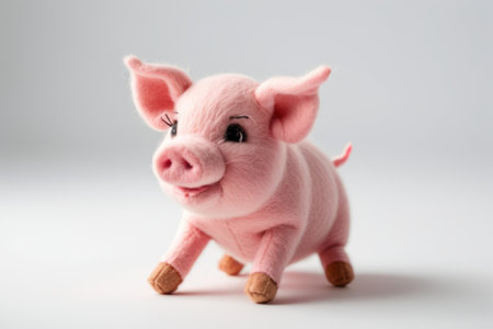 Pink plush piggy doll close upの素材