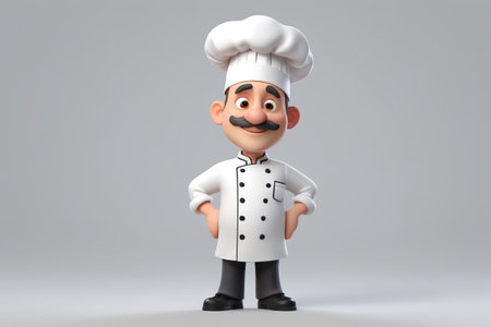 Cartoon chef with hands on hipsの素材