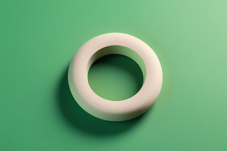 Ring shaped three dimensional design on green backgroundの素材