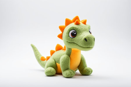 Close up of green dinosaur plush toyの素材