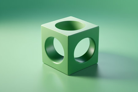 Green perforated cube designの素材