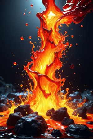 Erupting flames and rock scenesの素材