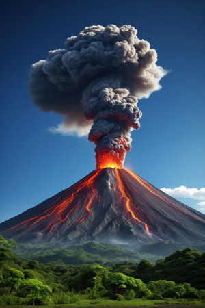 Volcanic eruption natural landscapeの素材