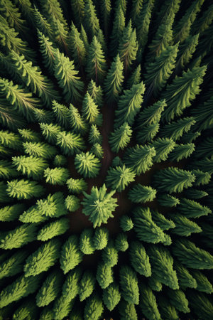 Overlooking the lush forest green landscapeの素材