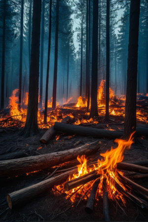 Forest fire sceneの素材