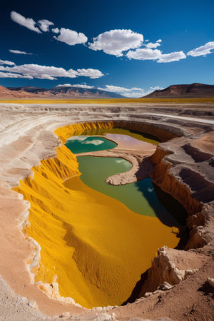 Colorful lake landscape in the desertの素材