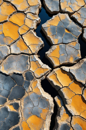 Close-up of cracked land textureの素材