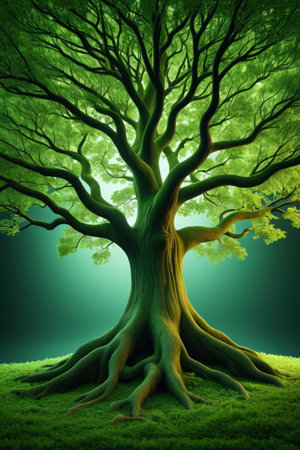 Lush trees and grasslands in natureの素材