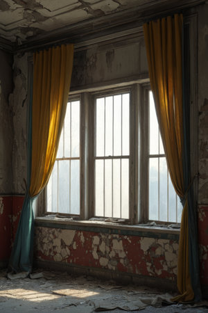 Dilapidated windows in abandoned roomsの素材