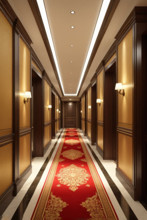 Hotel corridor interior decoration sceneの素材
