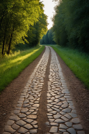 Forest gravel road natural sceneryの素材