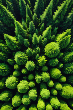 Overlooking the lush forest green landscapeの素材