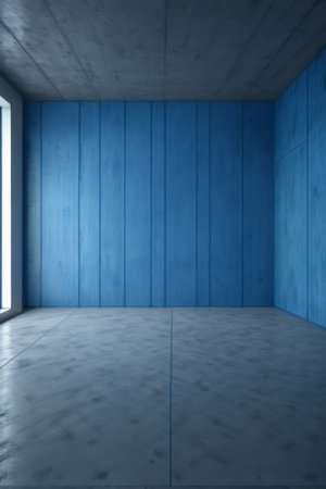 Modern blue wall concrete empty roomの素材