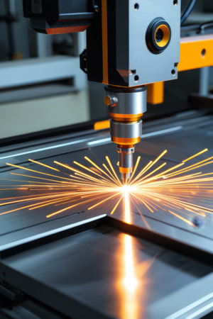 Industrial machinery metal cutting sceneの素材