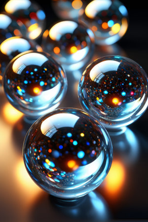 Macro close-up of a shiny transparent sphereの素材