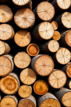 Stacked neatly cut woodの素材