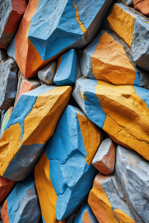 Colorful stitched stone wall materialの素材