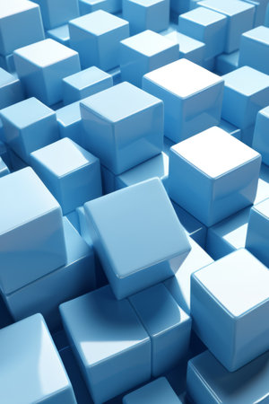 Blue Cube Geometric Pattern Backgroundの素材