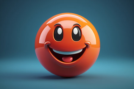 Close up of orange smiley face emojiの素材