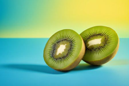 Close up of a cut kiwi fruitの素材