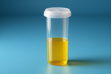 Yellow liquid in a clear containerの素材