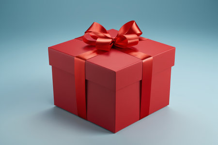 Red gift box with red ribbonの素材