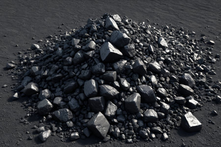 Black ore pile close up materialの素材
